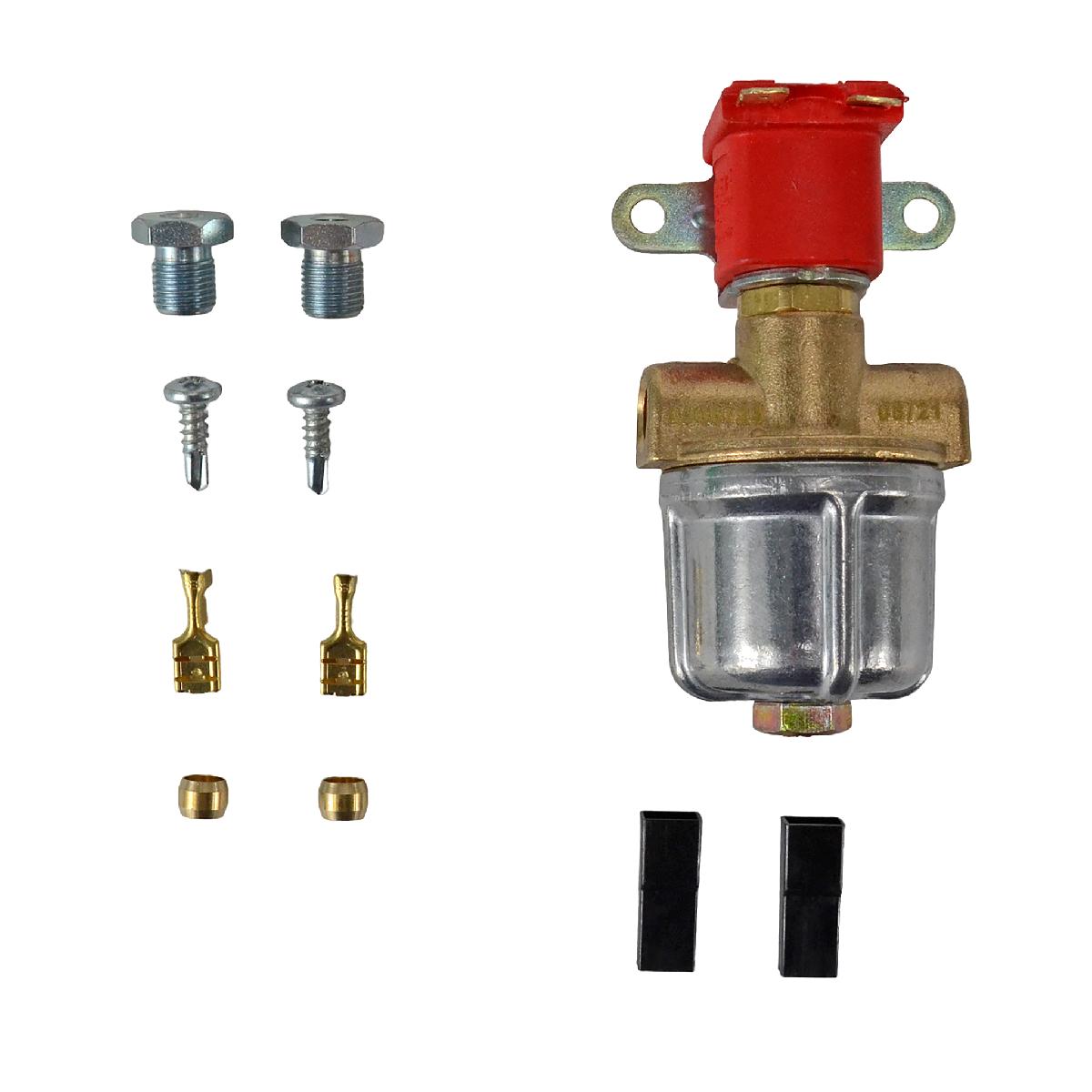 Електроклапан газу латунь із нижнім фільтром (вхід/вихід 6 мм) Atiker