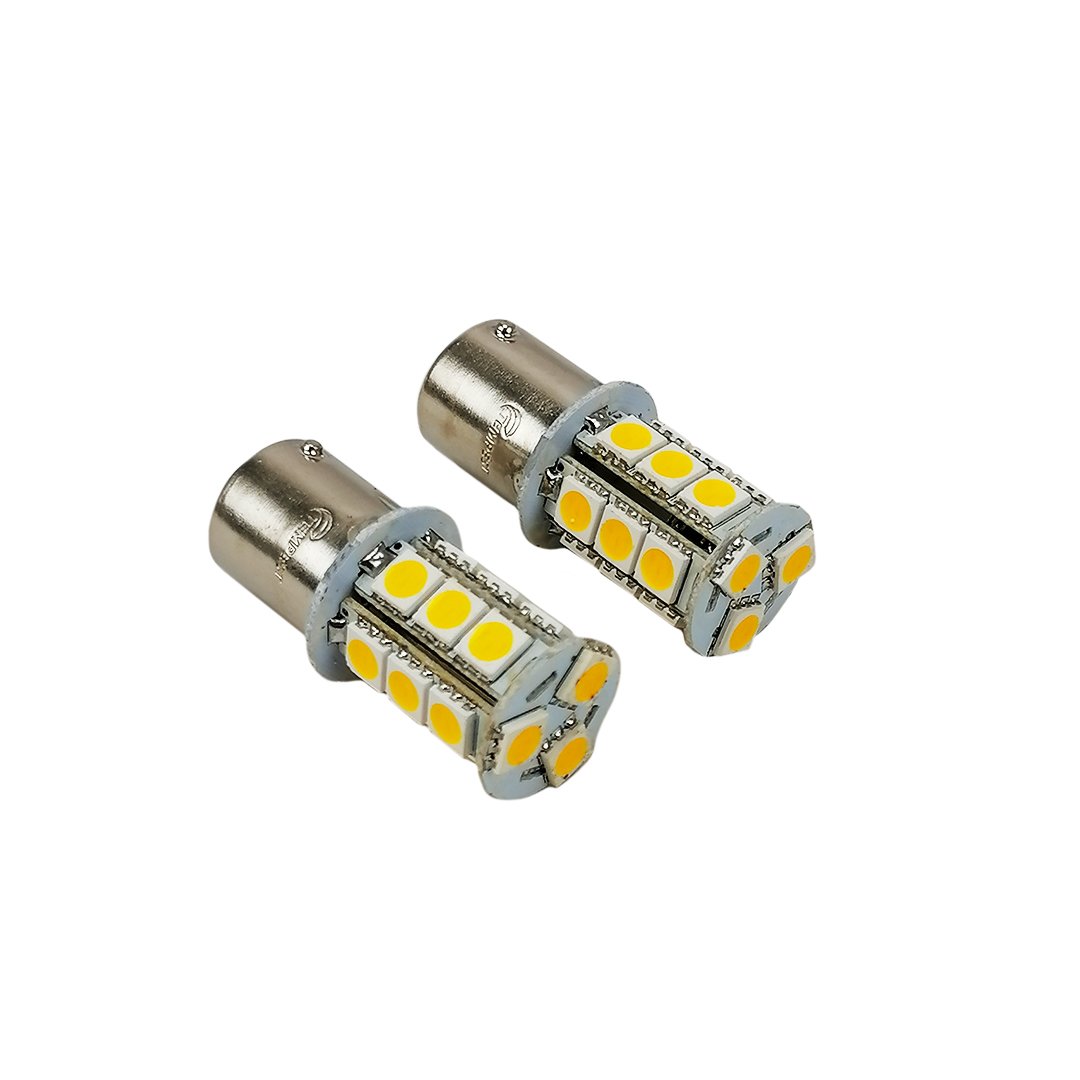 Лампа одноконтактна LED P21W 24V (компл. 2 шт) 18 діодів біла (кукурудза) Tempest