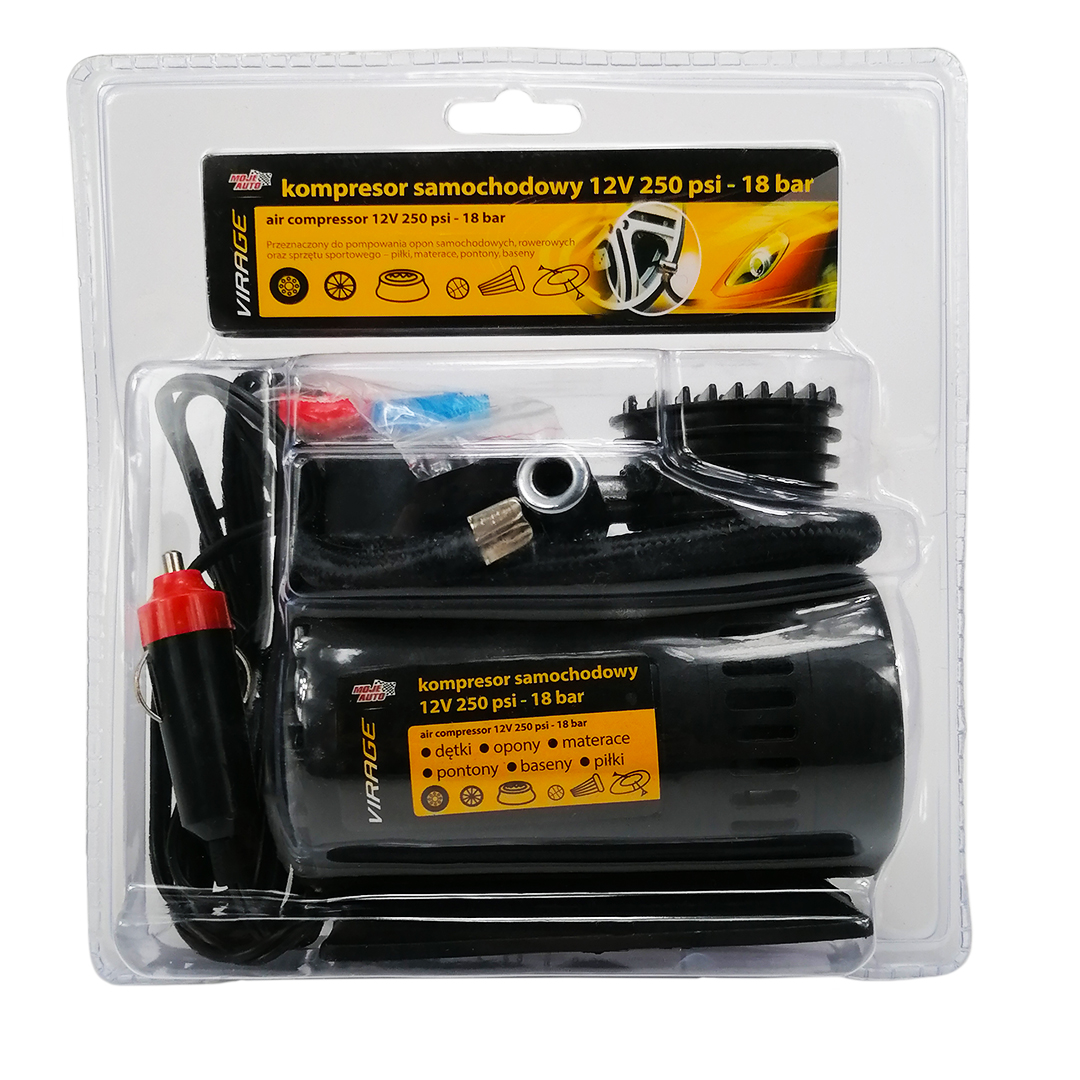 Компресор автомобільний 12В., 250 psi., 18 бар., прикурювач Virage
