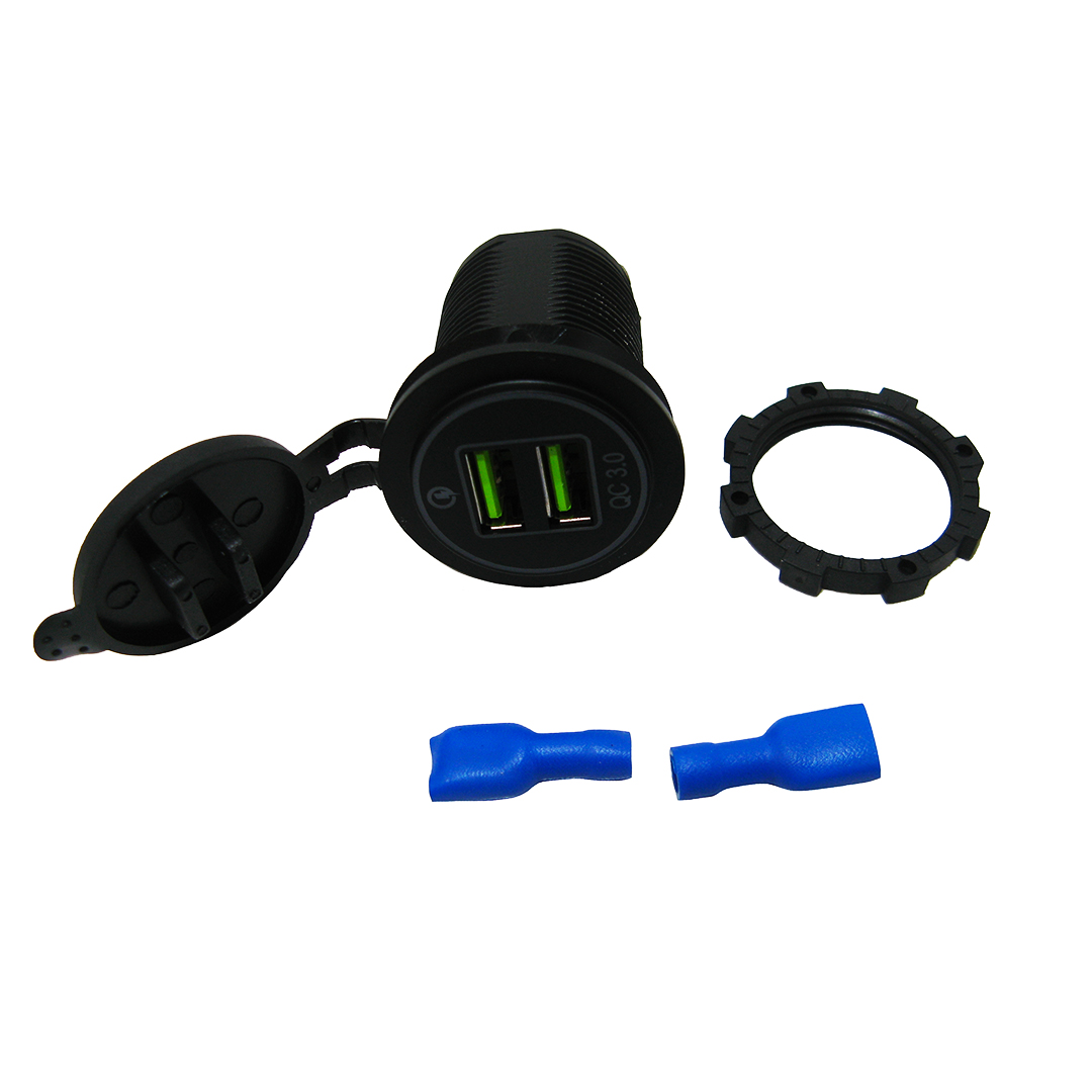 Прикурювач (гніздо) 12/24 В 2 USB-QC 3.0 з кришкою і підсвічуванням Авто-Електрика