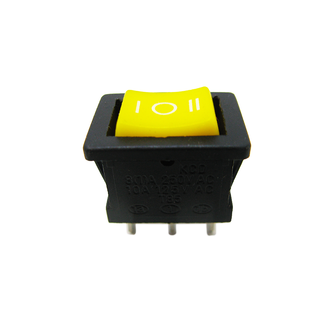 Кнопка ON-OFF-ON прямокутна мала, жовта КНР