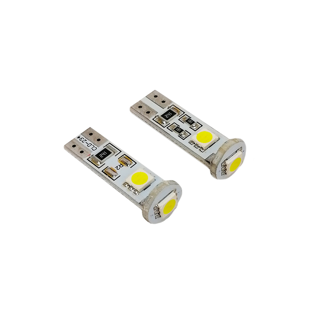 Лампа б/ц LED Т10 12V (компл. 2 шт) 3 діода біла додатковий опір Tempest