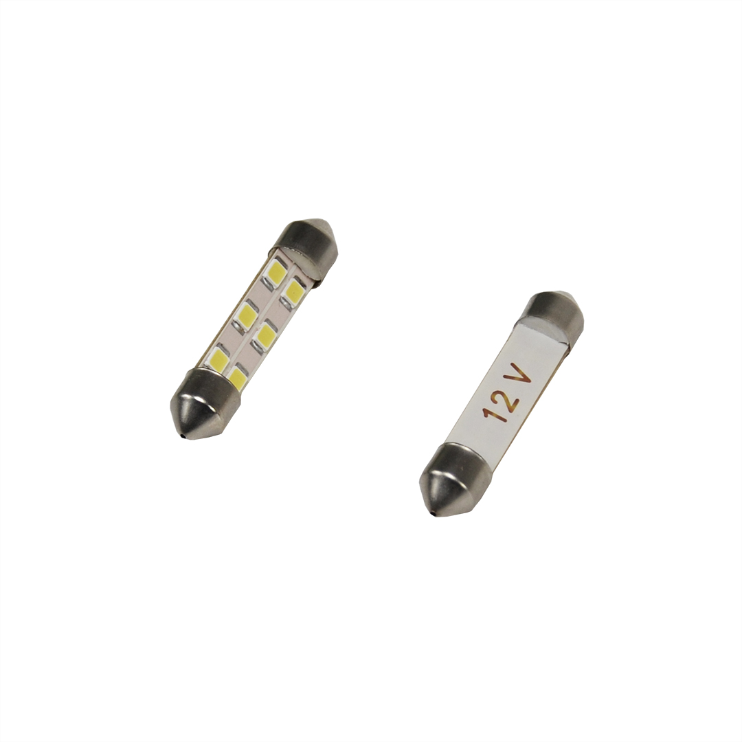 Лампа салону LED T11 12V (компл. 2 шт) 41 мм білаі Crystal