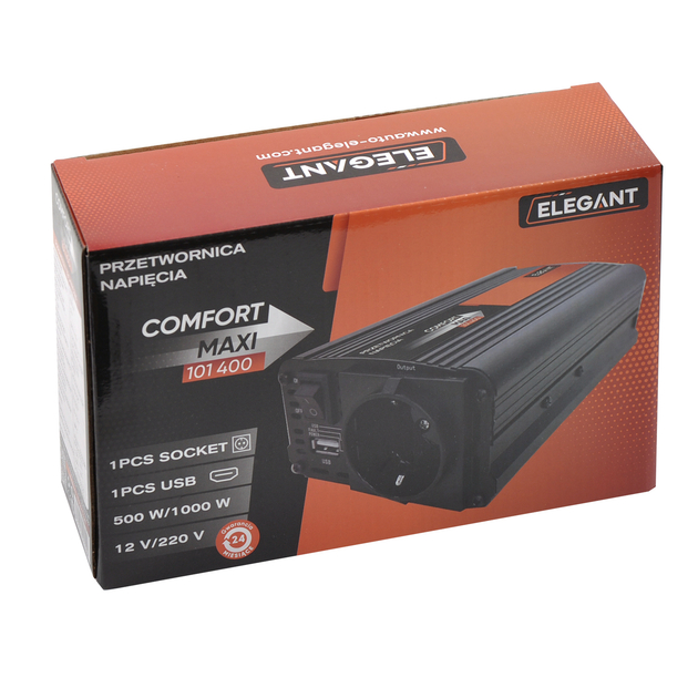 Перетворювач напруги (інвертор) 12-220В 500/1000 Вт MAXI Elegant