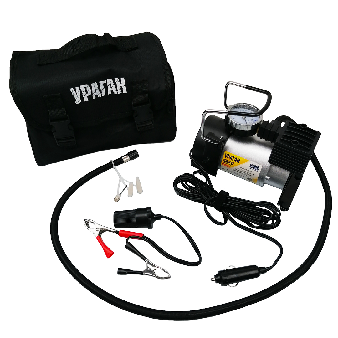 Компресор автомобільний 37 л/хв., 7 атм, 12 В, 15 А прикурювач Ураган Vitol